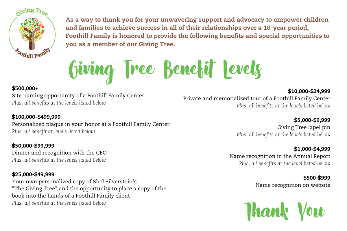 Giving Tree Foothill Family
